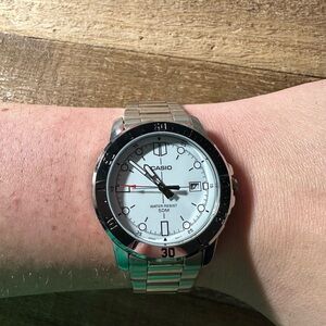 Men’s Casio Silver Watch with White Dial